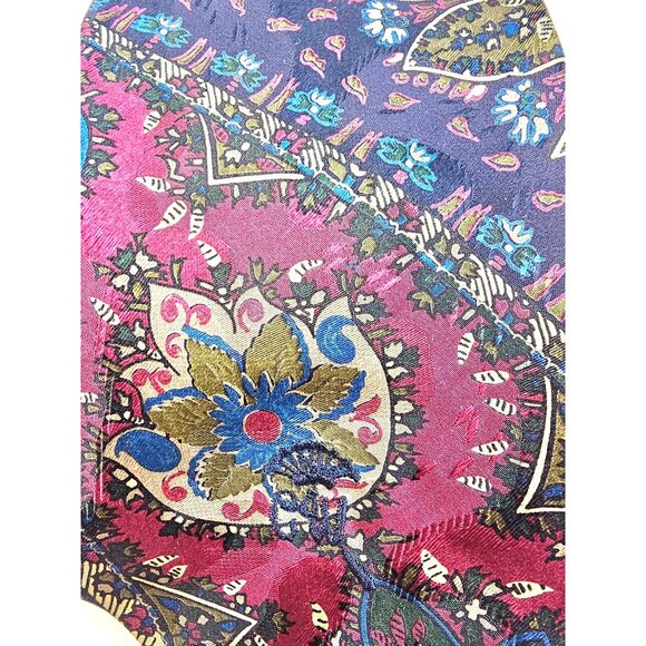 Countess Mara Levys Vintage Silk Tie Floral Paisley Print Red Navy Men Accessory - Picture 3 of 9